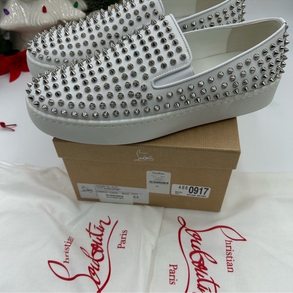 Men’s Christian Louboutin roller boat spike slip on sneakers size 44 made Italy